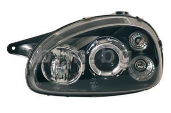 Тунинг фарове Ангелски очи черни комплект(ляв и десен) за OPEL CORSA B (S93) товарен от 1999 до 2000