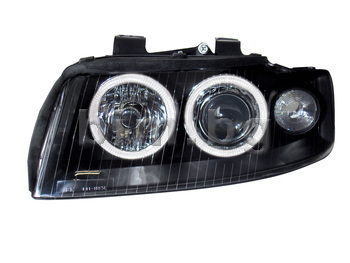 Тунинг фарове Ангелски очи черни комплект (ляв и десен) за AUDI A4 (8E2, B6) от 2000 до 2004