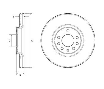 Спирачен диск вентилиран Ø308mm DELPHI за OPEL CORSA E (X15) от 2014