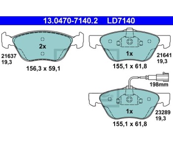 Комплект спирачни накладки ATE за ALFA ROMEO 156 (932) от 1997 до 2003