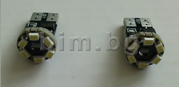 Диодни габарити бели Т10 с 6 SMD диода - 12V / 24V (комплект 2 броя)