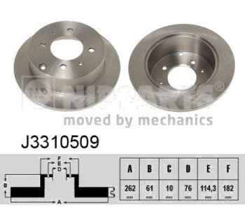 Спирачен диск плътен Ø262mm NIPPARTS за HYUNDAI MATRIX (FC) от 2001 до 2010