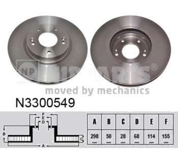 Спирачен диск вентилиран Ø298mm NIPPARTS за HYUNDAI SANTA FE II (CM) от 2005 до 2012