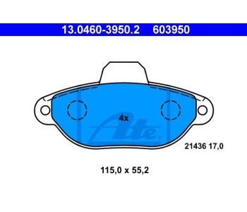 Комплект спирачни накладки ATE за FIAT PUNTO (188) от 1999 до 2012