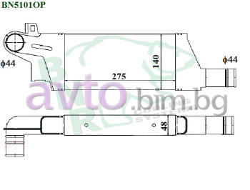 Интеркулер BN5101OP размер 275/140/48 за OPEL COMBO C товарен от 2001 до 2011