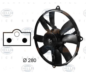 Вентилатор, конденсатор на климатизатора HELLA 8EW 009 158-751 за MERCEDES C (W202) седан от 1993 до 2000