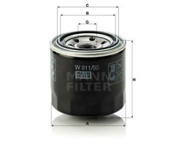 Маслен филтър MANN-FILTER W 811/80 за HYUNDAI ELANTRA (XD) хечбек от 2000 до 2006
