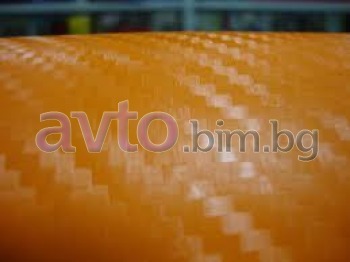 Карбоново фолио оранжево релефно с канали за въздух (ширина 127 см)