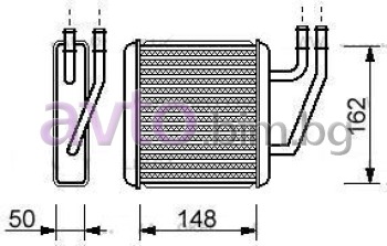 Радиатор за парно размер 148x162x50 за SEAT ALHAMBRA (7V8, 7V9) от 1996 до 2010