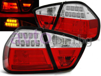 Тунинг стопове червено бели диодни комплект (ляв + десен) - Седан за BMW 3 Ser (E90) от 2005 до 2008