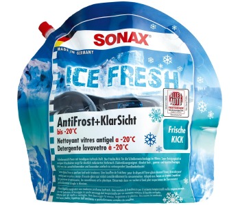 Зимна течност за чистачки SONAX 01334410 Ice fresh 3л. готова мехче (-20°C)