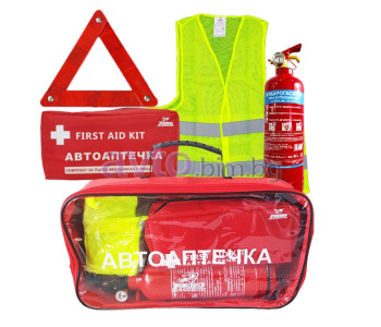 Авариен комплект за безопасност МПС КАТ със заверен пожарогасител