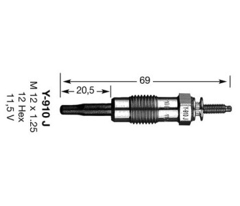 Подгревна свещ 11,5волт D-POWER3 (3617) NGK за FORD ESCORT V (AVL) товарен от 1990 до 1994