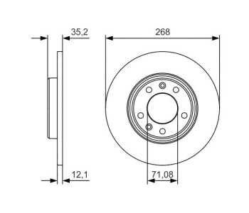 Спирачен диск плътен Ø268mm BOSCH за PEUGEOT 3008 (0U_) от 2009 до 2016