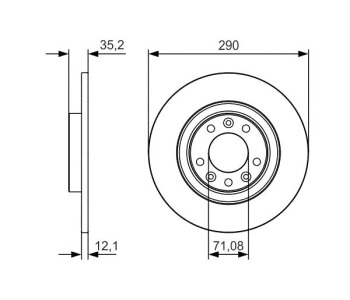 Спирачен диск плътен Ø290mm BOSCH за PEUGEOT 308 II (T9) комби от 2014 до 2021