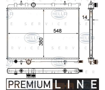 Радиатор, охлаждане на двигателя HELLA 8MK 376 718-051 за CITROEN BERLINGO (M) товарен от 1996 до 2011