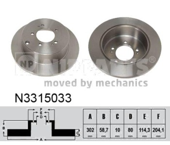 Спирачен диск плътен Ø302mm NIPPARTS за PEUGEOT 4008 от 2012