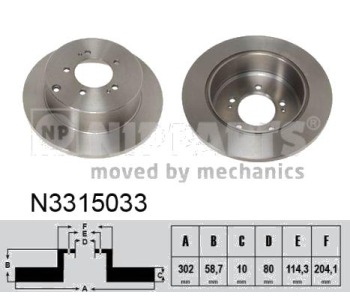 Спирачен диск плътен Ø302mm NIPPARTS за MITSUBISHI LANCER VIII (CY_A, CZ_A) от 2007