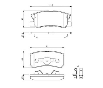 Комплект спирачни накладки BOSCH за MITSUBISHI OUTLANDER II (CW_W) от 2006 до 2012