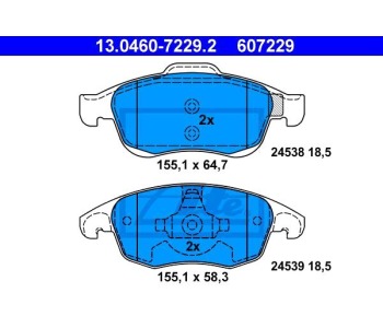 Комплект спирачни накладки ATE за CITROEN C4 PICASSO I (UD) от 2006 до 2013