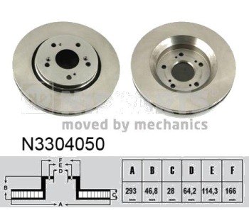 Спирачен диск вентилиран Ø293mm NIPPARTS за HONDA CR-V IV (RM) от 2012