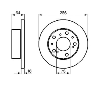 Спирачен диск плътен Ø256mm BOSCH за CITROEN C25 (280, 290) пътнически от 1981 до 1994