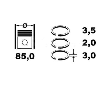 Комплект сегменти (+0.00mm) ET ENGINE TEAM за VOLVO C30 от 2006 до 2013