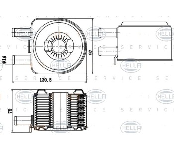 Маслен радиатор, двигателно масло HELLA 8MO 376 783-791 за PEUGEOT 307 (3E) Break комби от 2002 до 2008