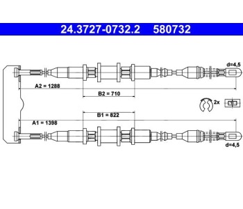 Жило ръчна спирачка ATE за OPEL ASTRA F CLASSIC комби от 1998 до 2005