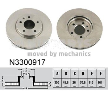 Спирачен диск вентилиран Ø300mm NIPPARTS за OPEL ASTRA J GTC от 2011 до 2015