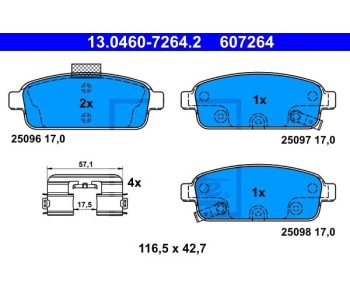 Комплект спирачни накладки ATE за OPEL ASTRA J (P10) хечбек от 2009 до 2015
