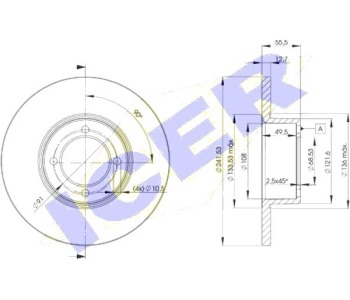 Спирачен диск плътен Ø246mm ICER за OPEL CORSA B (F35) комби от 1999 до 2002