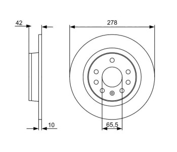 Спирачен диск плътен Ø278mm BOSCH за OPEL ASTRA H (L69) седан от 2007 до 2014
