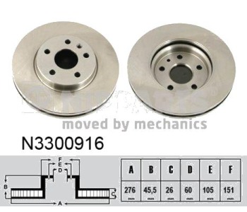 Спирачен диск вентилиран Ø276mm NIPPARTS за OPEL ASTRA J (P10) хечбек от 2009 до 2015