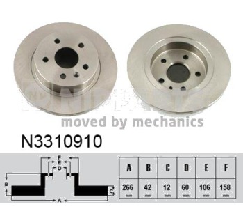 Спирачен диск плътен Ø266mm NIPPARTS за OPEL ASTRA J (P10) хечбек от 2009 до 2015