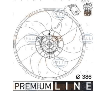 Вентилатор охлаждане на двигателя HELLA за OPEL CORSA C (F08, W5L) товарен от 2000