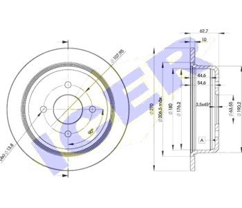 Спирачен диск плътен Ø270mm ICER за FORD ESCORT VI (GAL) от 1992 до 1996