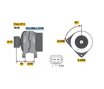 Генератор 155 [A] BOSCH за OPEL VECTRA C (Z02) седан от 2002 до 2009