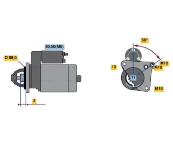 Стартер 11 зъби 1,1 [kB] BOSCH за RENAULT LAGUNA III (BT0/1) от 2007 до 2015