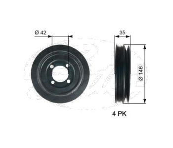 Ремъчна шайба, колянов вал GATES TVD1115 за OPEL ASTRA G (F70) товарен от 1999 до 2005