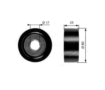 Паразитна/ водеща ролка, пистов ремък GATES T36176 за RENAULT THALIA/SYMBOL II (LU1/2_) от 2008 до 2013