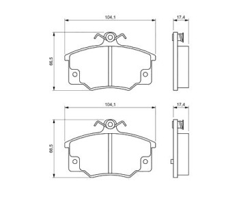 Комплект спирачни накладки BOSCH за ALFA ROMEO 146 (930) от 1994 до 1999