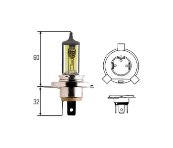 Крушка H4 12V P43t-38 60/55W HELLA 1бр. за CITROEN BERLINGO (B9) товарен от 2008 до 2018