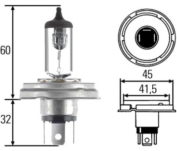 Крушка H4 P45t 12V  HELLA 1бр. за TOYOTA LAND CRUISER (J120) от 2002 до 2009