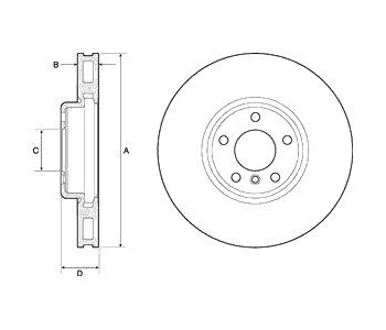 Спирачен диск вентилиран Ø348mm DELPHI за BMW 5 Ser (F10, F18) от 2009 до 2016