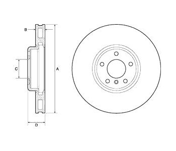 Спирачен диск вентилиран Ø348mm DELPHI за BMW 7 Ser (F01, F02, F03, F04) от 2008 до 2015