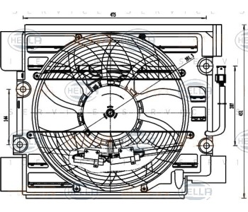Вентилатор, конденсатор на климатизатора HELLA 8EW 351 040-101 за BMW 5 Ser (E39) от 1995 до 2003