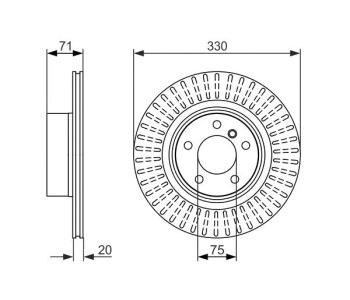 Спирачен диск вентилиран Ø330mm BOSCH за BMW X4 (F26) от 2013 до 2018