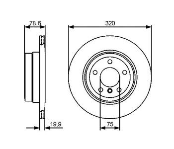 Спирачен диск вентилиран Ø320mm BOSCH за BMW X6 (F16, F86) от 2014 до 2019