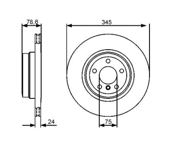 Спирачен диск вентилиран Ø345mm BOSCH за BMW X5 (F15, F85) от 2012 до 2018
